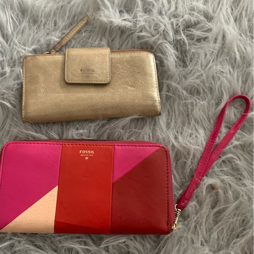 Fossil Wallet Pink Multicolor Large Wallet And Go… - image 1